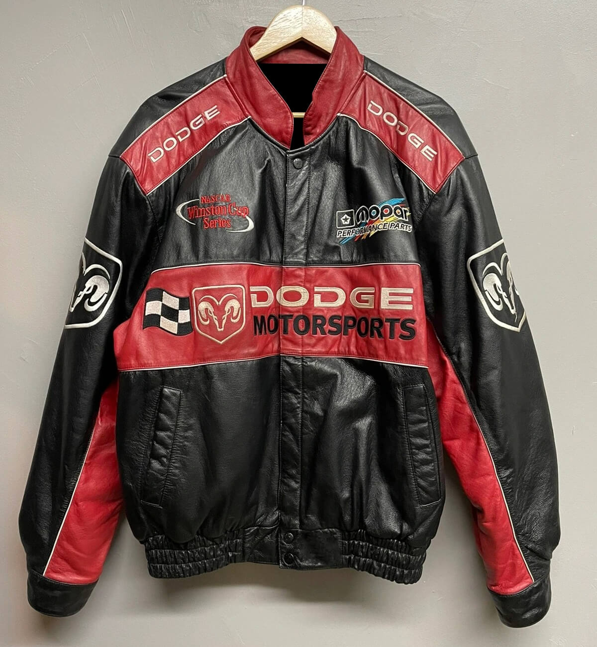 Jeff Hamilton Dodge Nascar Leather Jacket - Maker of Jacket