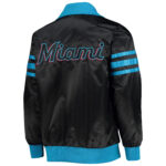 MLB Black Miami Marlins Captain II Zip Satin Jacket