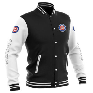 MLB Chicago Cubs Blue White Wool Leather Jacket - Maker of Jacket