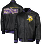 Minnesota Vikings NFL Black Leather Jacket