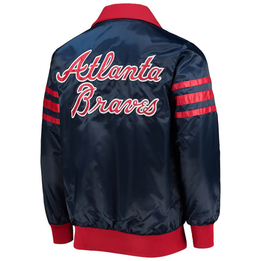 Wool/Leather MLB Atlanta Braves Blue and White Varsity Jacket