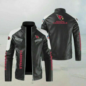 NFL Black Arizona Cardinals Color Block Leather Jacket