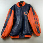 NFL Chicago Bears Navy And Orange Leather Jacket