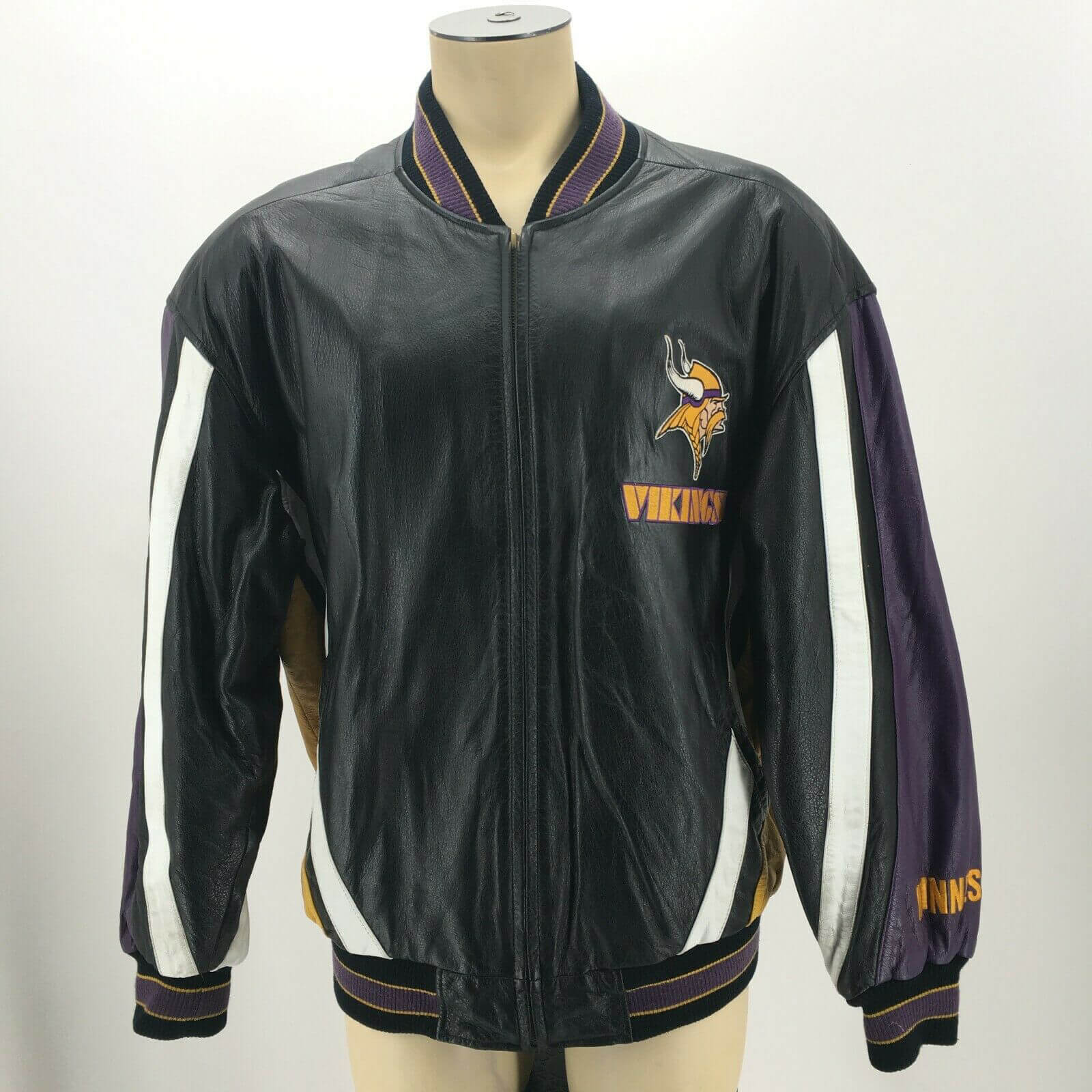 NFL, Jackets & Coats, Nfl Minnesota Vikings Black Leather Jacket Xxl