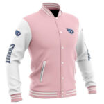 Pink White NFL Tennessee Titans Baseball Varsity Jacket