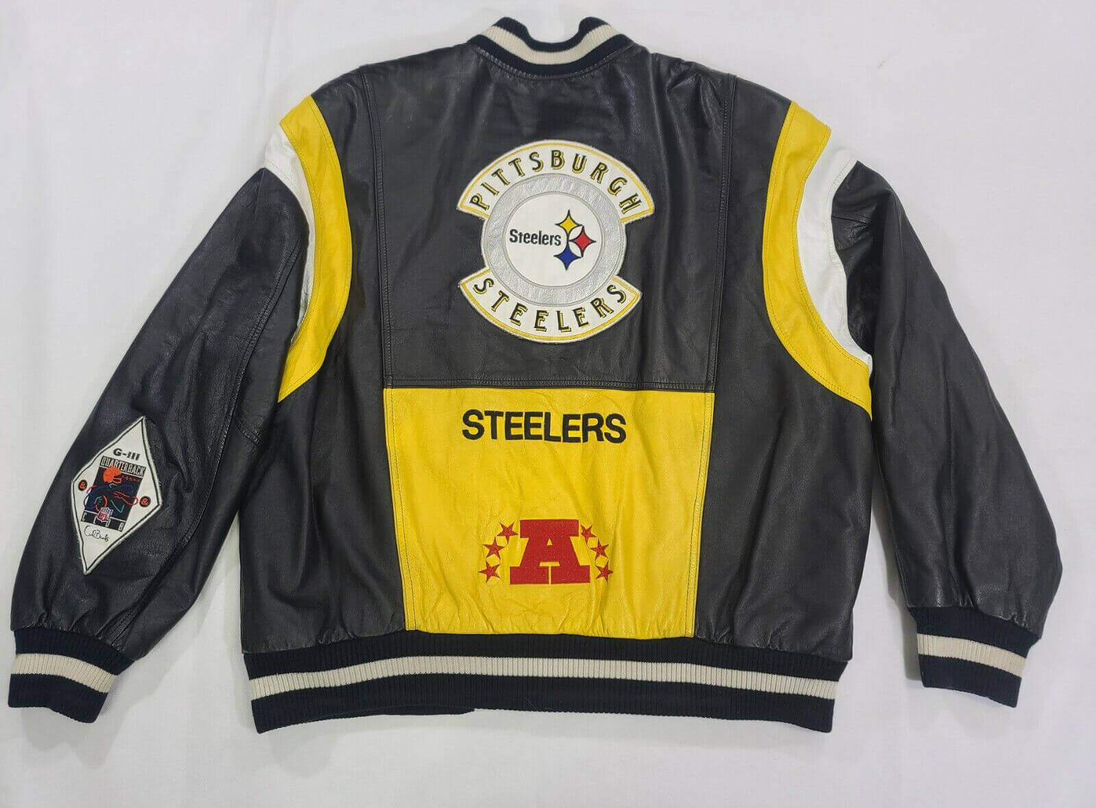 VINTAGE NFL PITTSBURG STEELERS CARL BANKS LEATHER JACKET 1990S