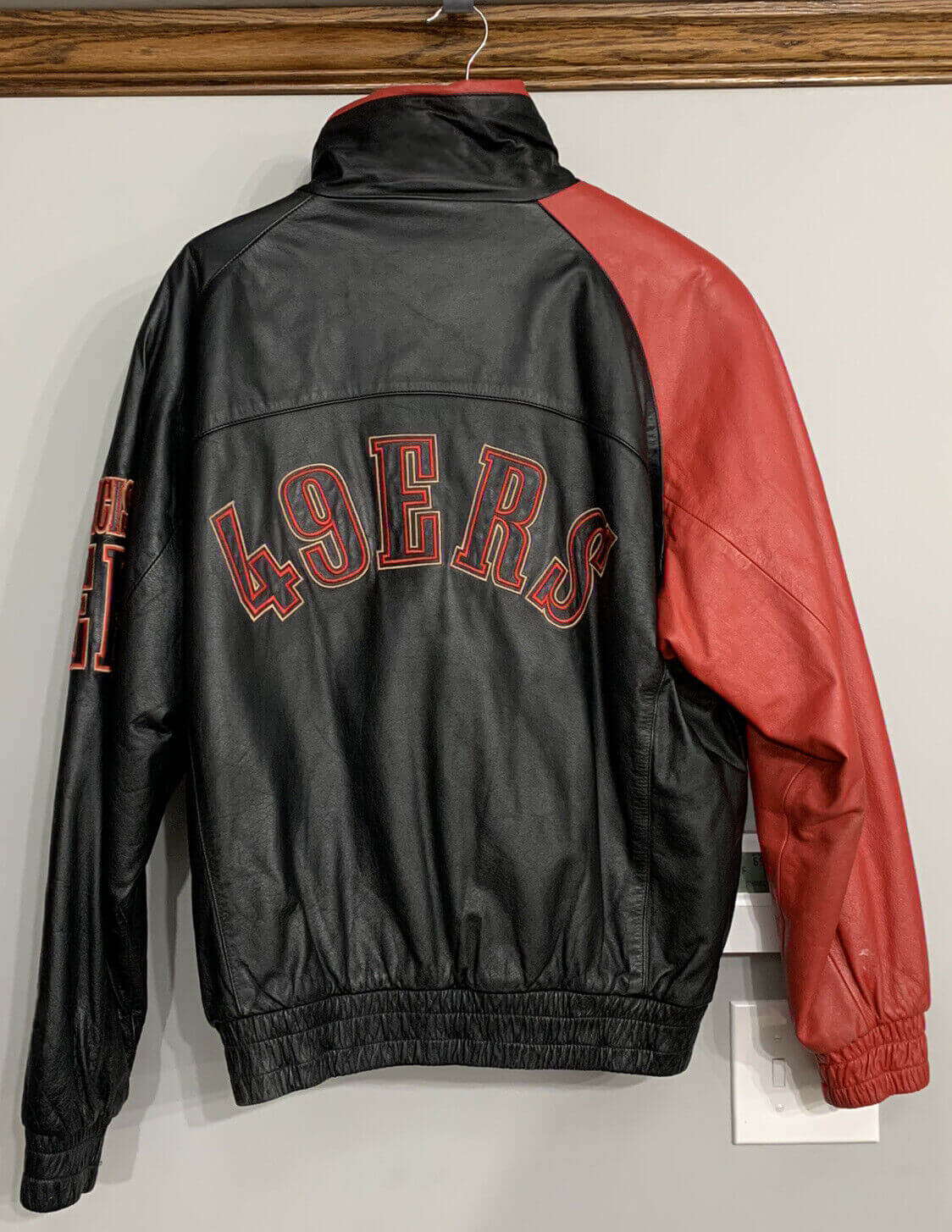 San Francisco 49ers Red and Black Mens Leather Jacket|Skinler