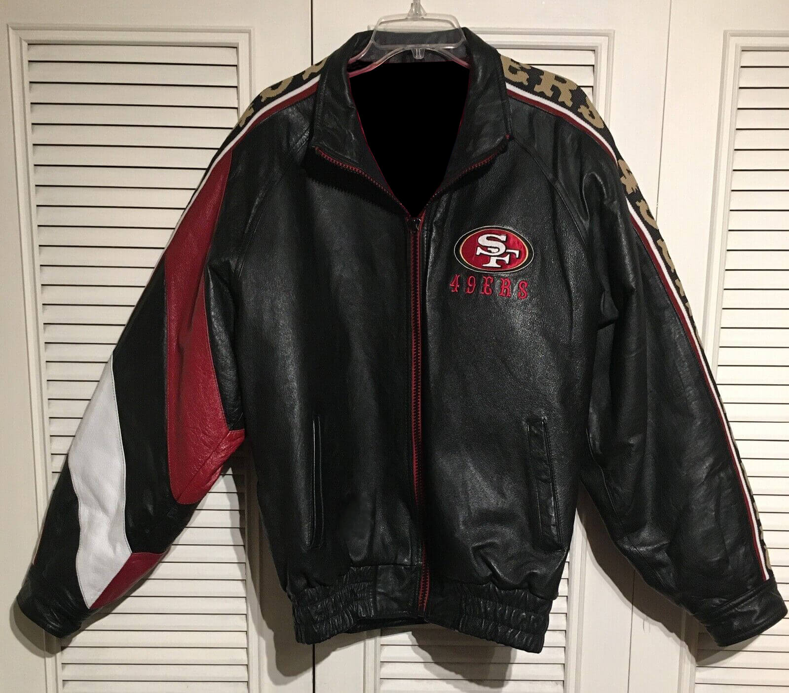 Maker of Jacket Black Leather Jackets Vintage San Francisco 49ers