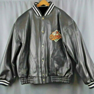 MLB Baltimore Orioles Style 4 Big Logo Black Brown Leather Jacket For Fans  - Freedomdesign