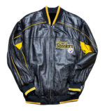 Vintage NFL Pittsburg Steelers Carl Banks Leather Jacket 1990s Size Large