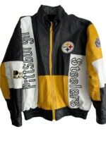 Maker of Jacket Sports Leagues Jackets NFL Pittsburgh Steelers Black Gold Twill Satin