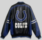 Black Blue Indianapolis Colts Football Leather Jacket