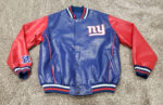 Blue Red NFL Team New York Giants Leather Jacket