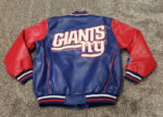 Blue Red NFL Team New York Giants Leather Jacket