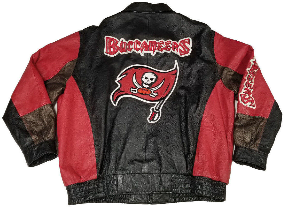 Tampa Bay Buccaneers Mens Leather Jacket Vintage Motorcycle Biker Bomber  Outwear