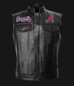 MLB Team Black Atlanta Braves Leather Vest