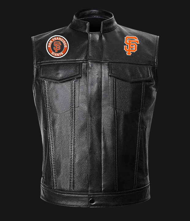 MLB Team Black San Francisco Giants Leather Vest - Maker of Jacket