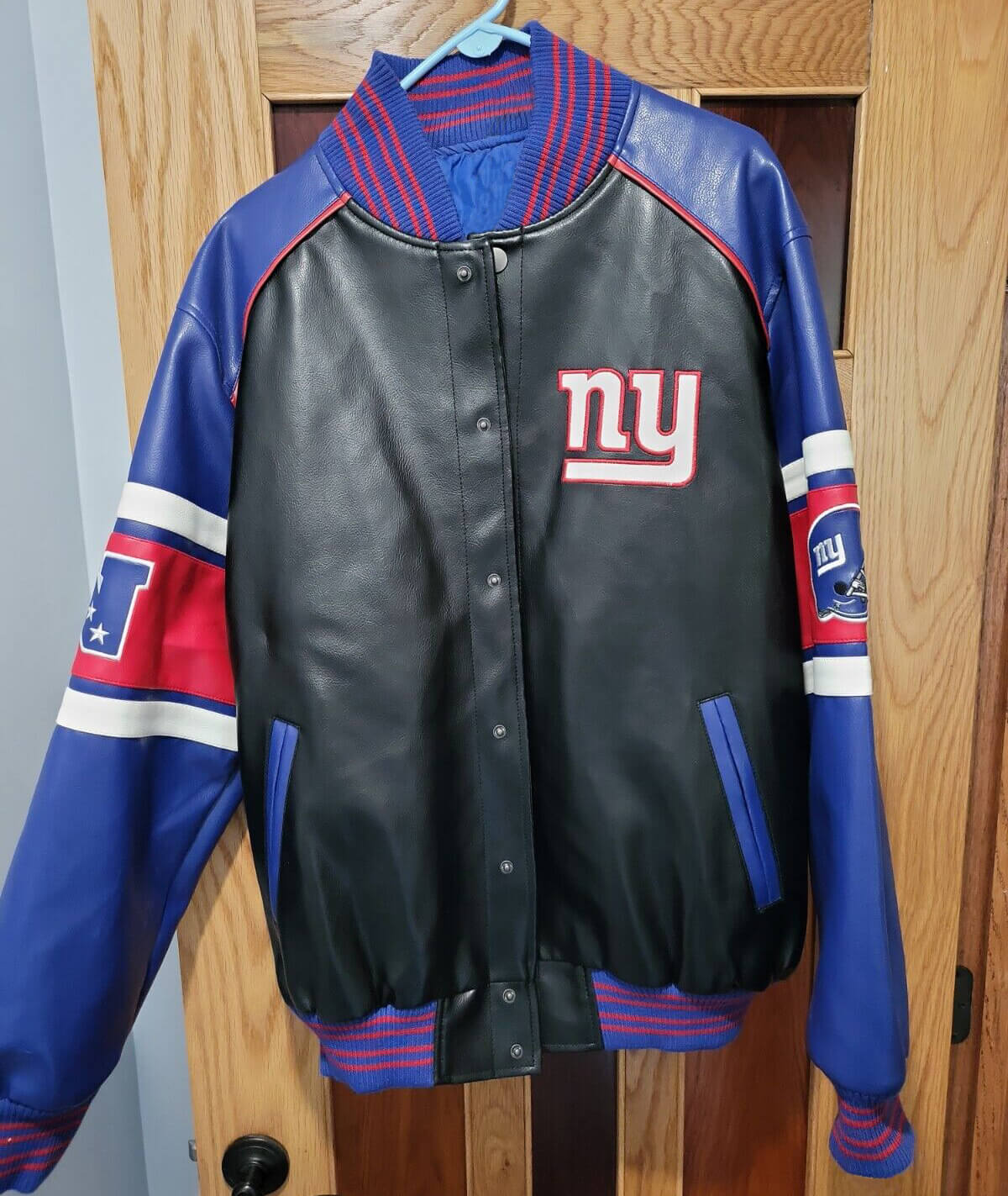 NFL NY Giants Multicolor Leather Jacket - Maker of Jacket