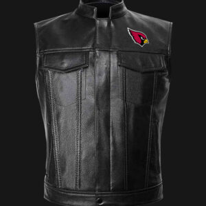 NFL Team Arizona Cardinals Black Leather Vest