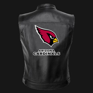 NFL Team Arizona Cardinals Black Leather Vest