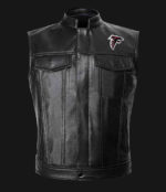 NFL Team Atlanta Falcons Black Leather Vest