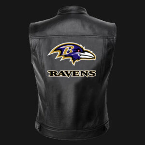 NFL Team Baltimore Ravens Black Leather Vest