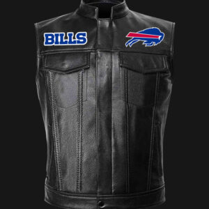 Vintage NFL Buffalo Bills Black Leather Jacket