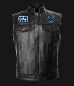 NFL Team Indianapolis Colts Black Leather Vest
