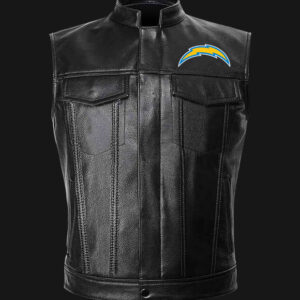 Maker of Jacket Fashion Jackets Los Angeles Chargers Color Block Black Leather