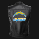 NFL Team Los Angeles Chargers Black Leather Vest