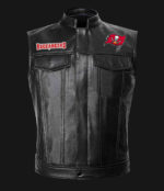 NFL Team Tampa Bay Buccaneers Black Leather Vest
