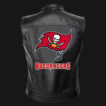 NFL Team Tampa Bay Buccaneers Black Leather Vest