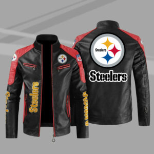 Maker of Jacket Fashion Jackets Pittsburgh Steelers Red Navy Bomber Leather