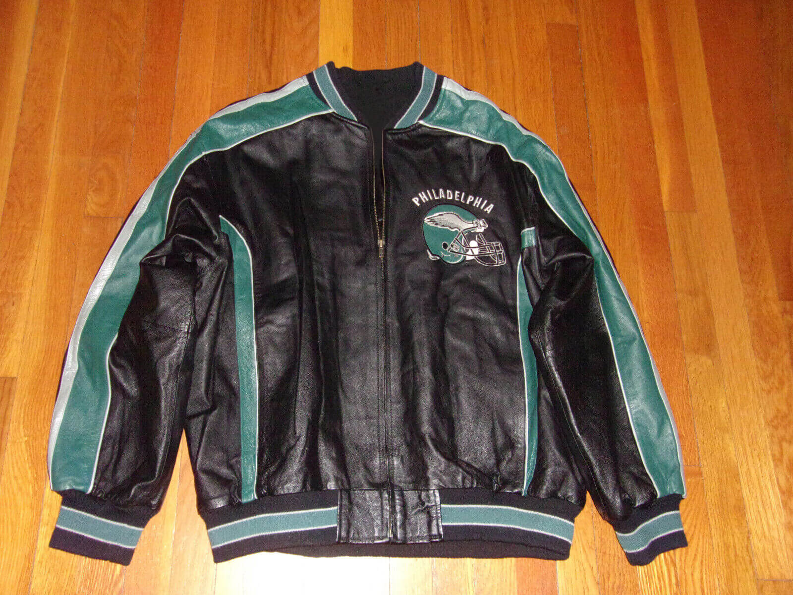 Vintage NFL Philadelphia Eagles Leather Jacket Full Zip Men's Size