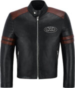 Black Brown Buell Motorcycle Racing Leather Jacket