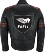 Black Brown Buell Motorcycle Racing Leather Jacket