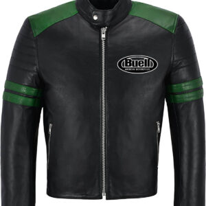 Black Green Buell Motorcycle Racing Leather Jacket