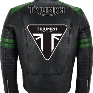 Black Green Triumph Motorcycle Racing Leather Jacket