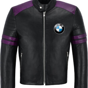 Black Purple BMW Motorcycle Racing Leather Jacket