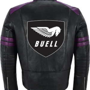 Black Purple Buell Motorcycle Racing Leather Jacket