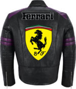 Black Purple Ferrari Motorcycle Racing Leather Jacket