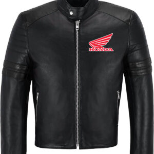 Honda Motorcycle Racing Leather Black Jacket