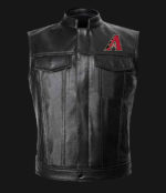 MLB Team Arizona Diamondbacks Black Leather Vest