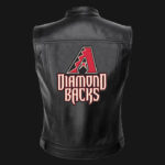 MLB Team Arizona Diamondbacks Black Leather Vest
