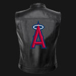MLB Team Los Angeles Angels Black Leather Vest
