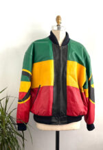 Michael Hoban Raised Fist Color Block Leather Jacket