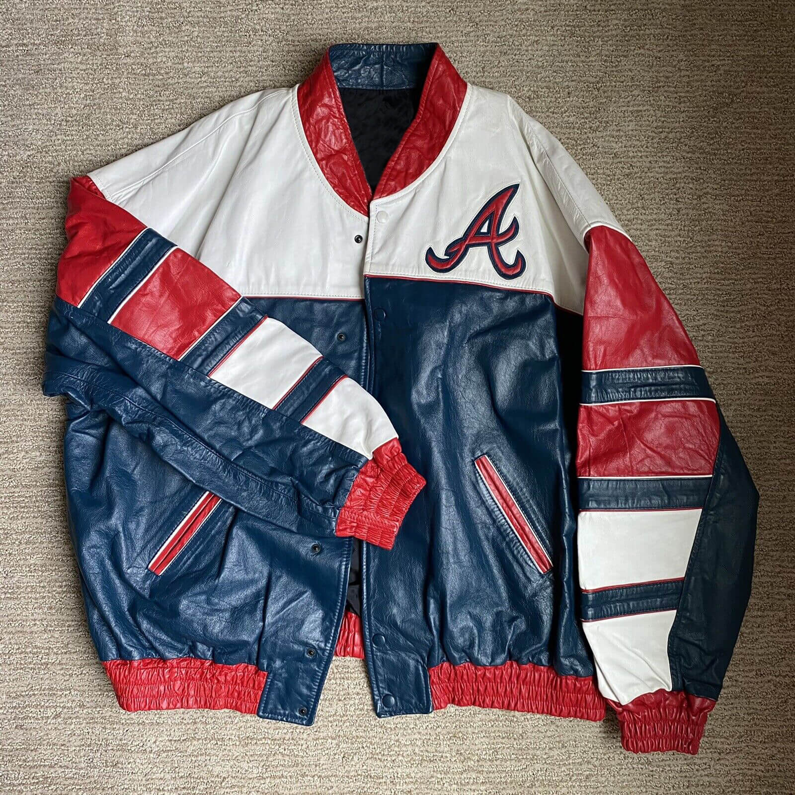 Vintage Braves Burnsville Leather Letterman Jacket - Maker of Jacket