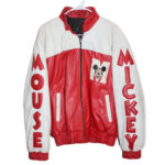 Vintage Mickey Mouse Red And White Leather Jacket