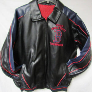 BOSTON RED SOX TWO-TONE WOOL AND LEATHER JACKET - NAVY