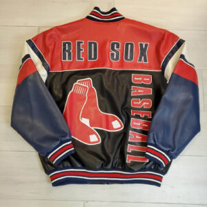 Maker of Jacket Black Leather Jackets MLB Boston Red Sox 2004 World Series